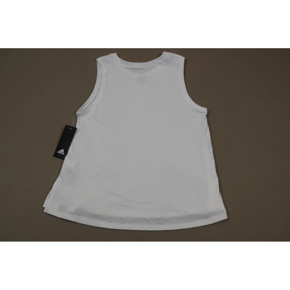 Adidas Big‎ Girls Waist Length Sleeveless Tank Top - White with Red - Size XL 16